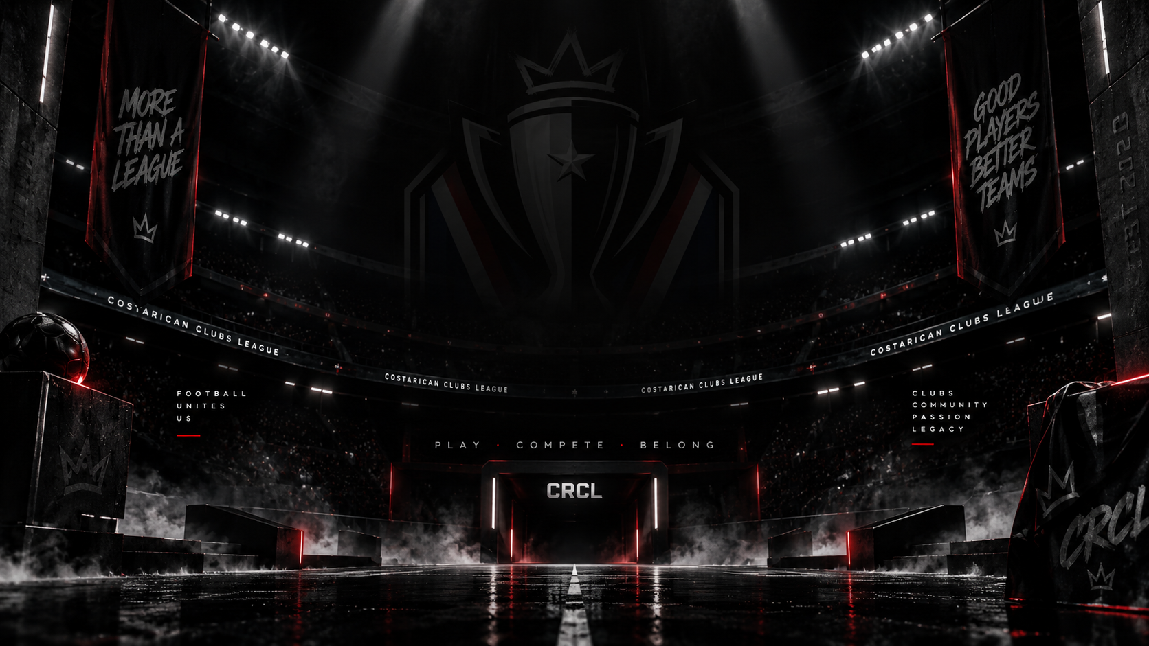 CRCL arena tunnel with Costarican Clubs League banners